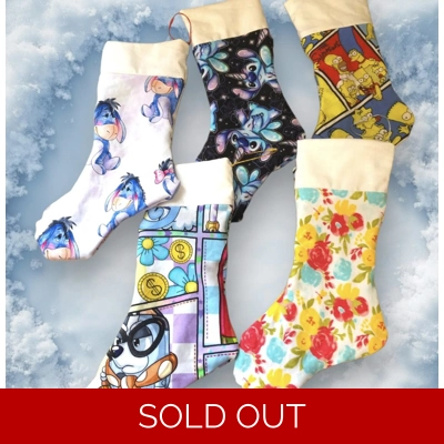 12" lucky dip christmas stockings box of 25 fully lined with hanging hoop £30 a box postage free